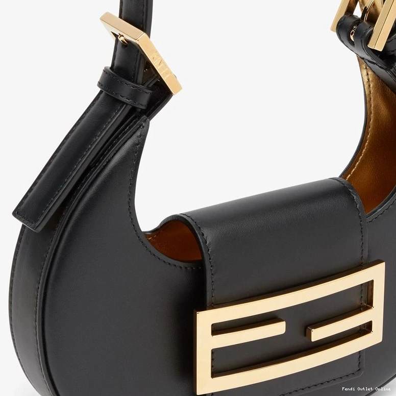 Affordable In Black Leather Fendi Calf Mini Hobo Bag Cookie 0825